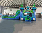 GameFly Dual Lane Bounce House with Slide Combo (Wet/Dry) - BounceWave Inflatable Sales