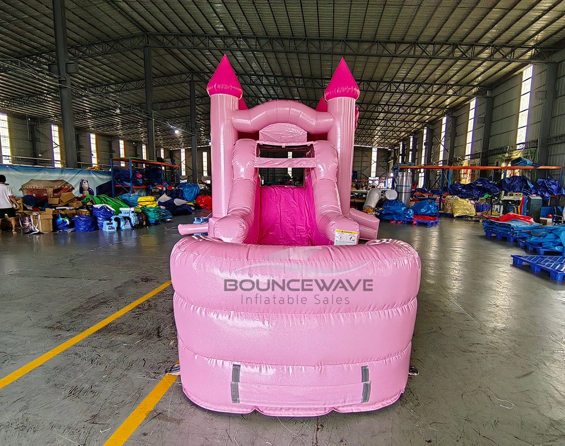 Glitter & Bows Commercial Bounce House with Slide Combo (Wet/Dry) - BounceWave Inflatable Sales