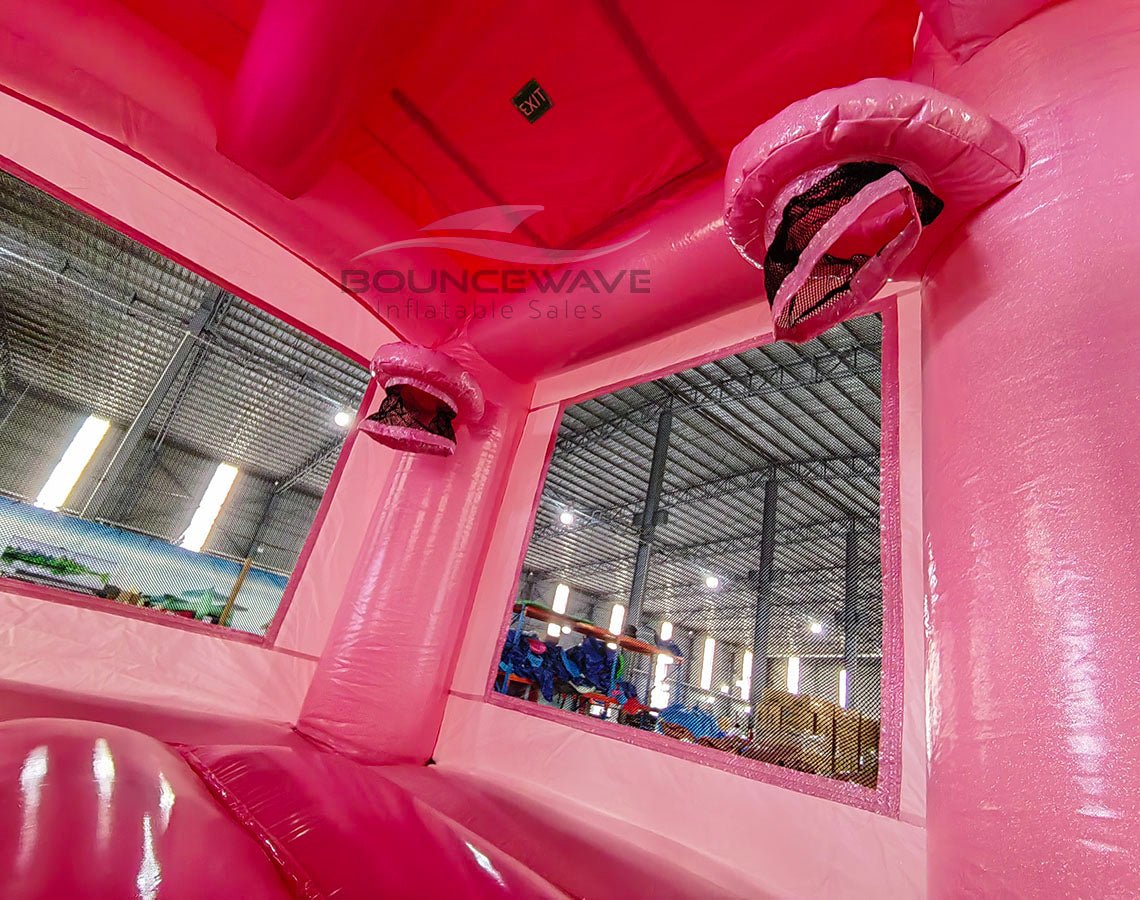 Glitter & Bows Commercial Bounce House with Slide Combo (Wet/Dry) - BounceWave Inflatable Sales