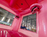 Glitter & Bows Commercial Bounce House with Slide Combo (Wet/Dry) - BounceWave Inflatable Sales