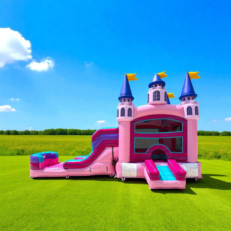 Glitter Grand Royal Castle Commercial Bounce House with Slide (Wet/Dry) - BounceWave Inflatable Sales