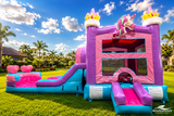 Glitter Unicorn PowerPlay Dual Lane Bounce House with Slide Combo