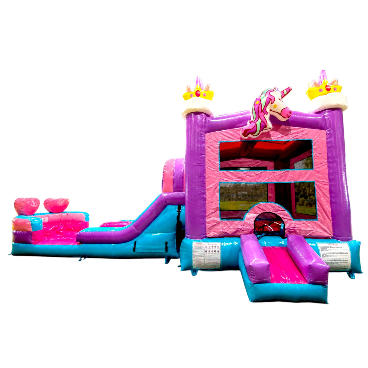 Glitter Unicorn PowerPlay Dual Lane Bounce House with Slide Combo