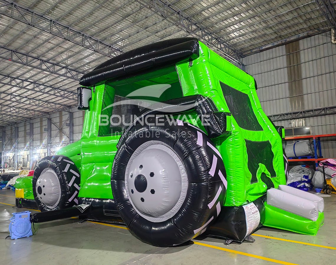 Inflatable Tractor Green Tractor Bounce House with Slide (Wet/Dry)