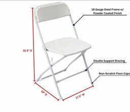 Heavy Duty White Plastic Folding Chair - BounceWave Inflatable Sales
