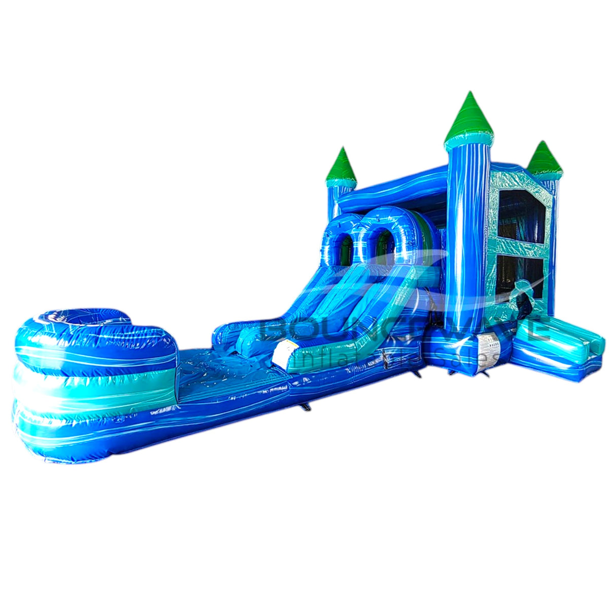Island Drop PowerPlay Dual Lane Bounce House with Slide Combo
