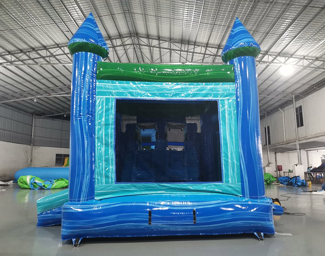 Drop Zone Inflatable Island Drop Splash & Save Bounce House with Dual LaneSlide (Wet/Dry)