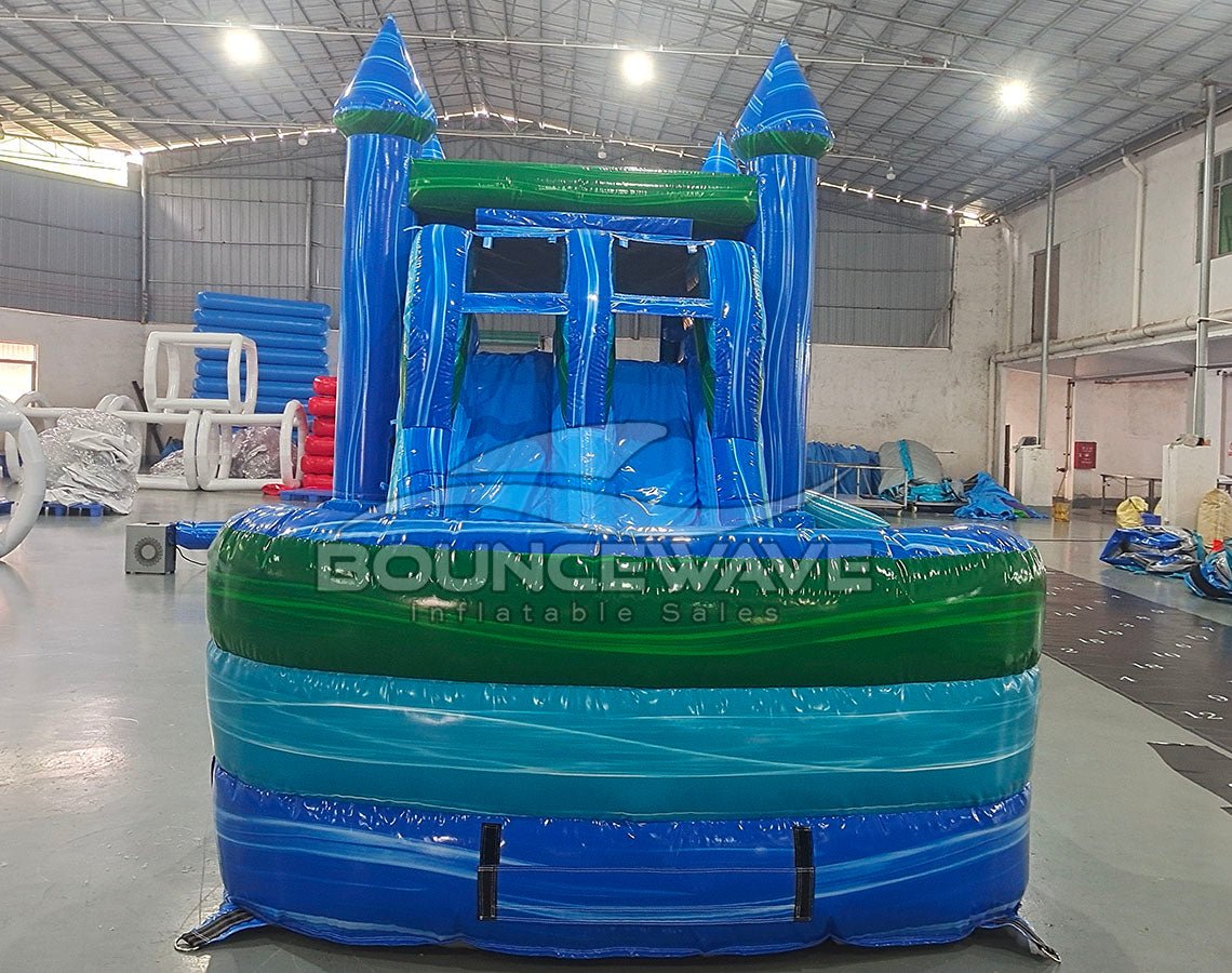 Island Drop Splash & Save Dual Lane Bounce House with Slide (Wet/Dry)