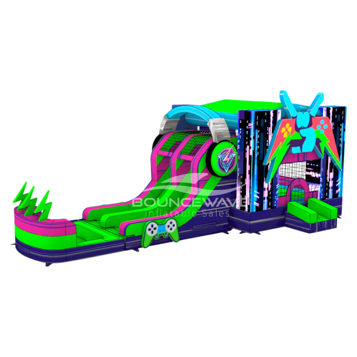 Next Gen Gaming Dual Lane Bounce House with Slide (Wet/Dry) - BounceWave Inflatable Sales