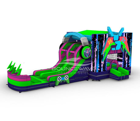 Next Gen Gaming Dual Lane Bounce House with Slide (Wet/Dry) - BounceWave Inflatable Sales
