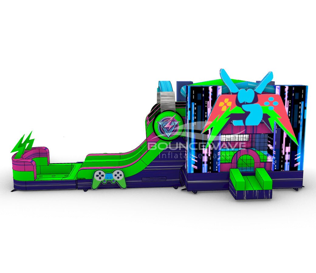 Next Gen Gaming Dual Lane Bounce House with Slide (Wet/Dry) - BounceWave Inflatable Sales