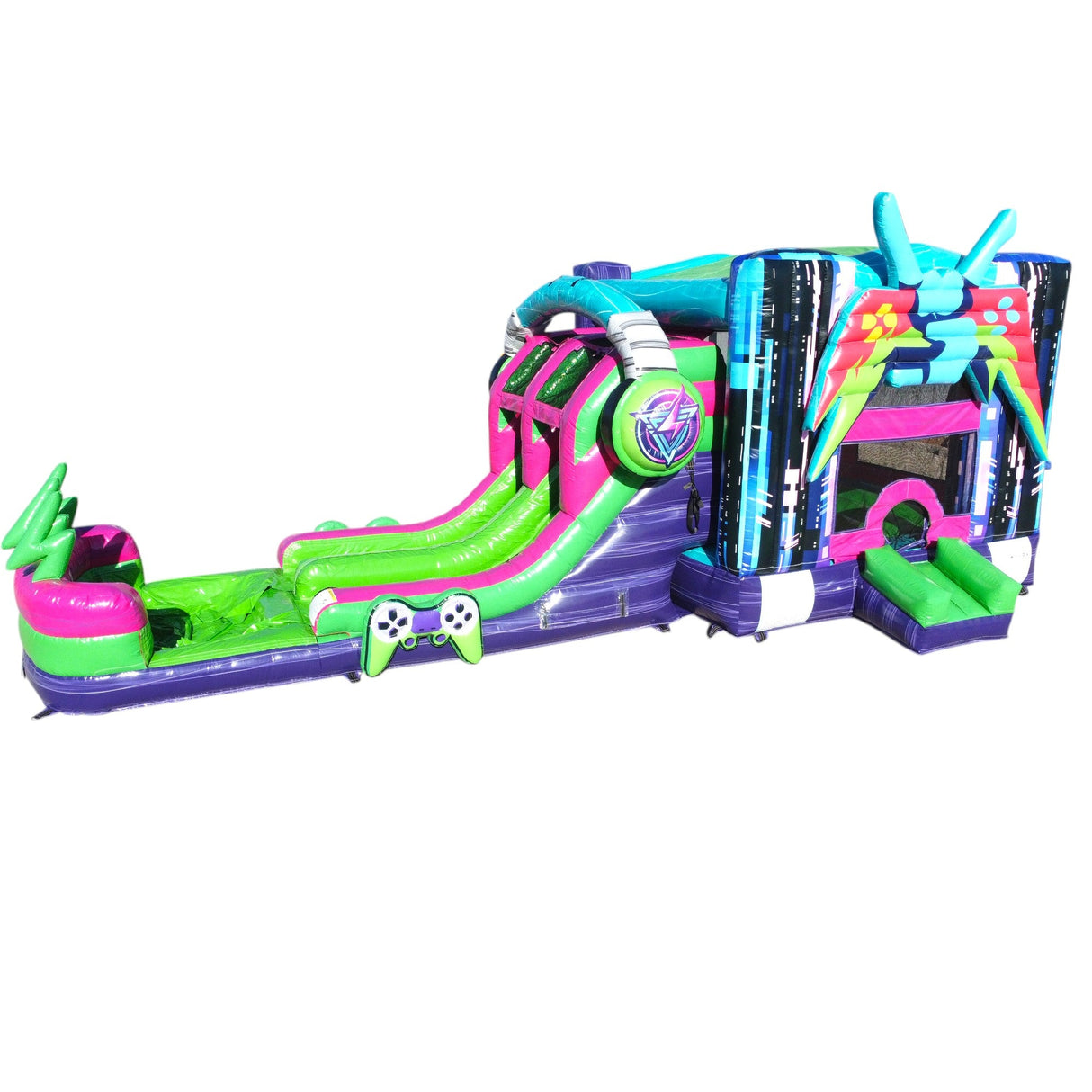 Next Gen Gaming Dual Lane Bounce House with Slide (Wet/Dry) - BounceWave Inflatable Sales
