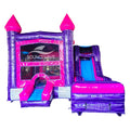 Pink & Purple Right Side Bounce House with Slide (Wet/Dry)