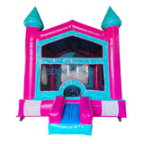 Pink/Teal Castle Bounce House - BounceWave Inflatable Sales