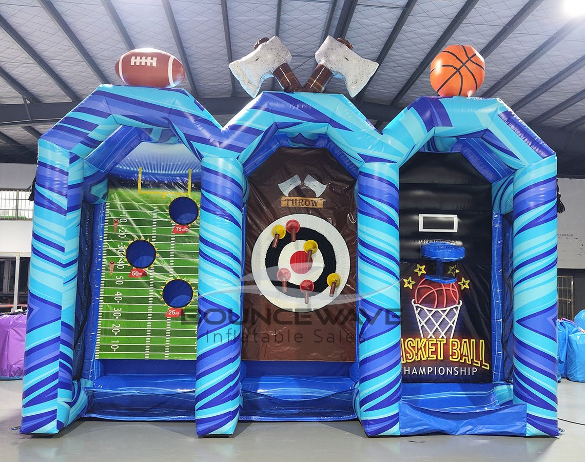 Powerline 3 - in - 1 Commercial Interactive Inflatable Sports Game - BounceWave Inflatable Sales