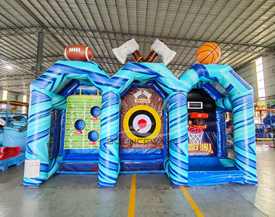 Powerline 3 - in - 1 Commercial Interactive Inflatable Sports Game - BounceWave Inflatable Sales