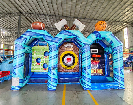 Powerline 3 - in - 1 Commercial Interactive Inflatable Sports Game - BounceWave Inflatable Sales