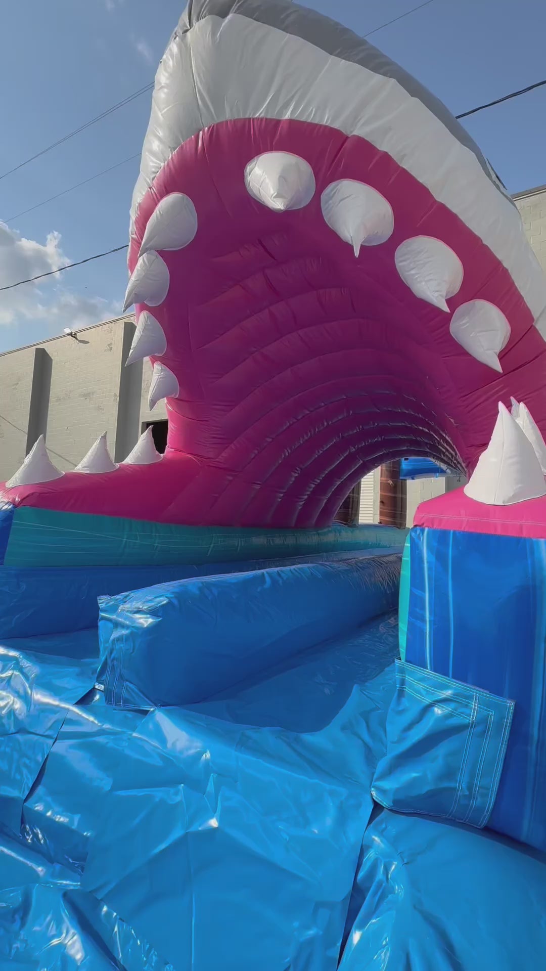 35ft Cayman Shark Attack Dual Lane Inflatable Slip N' Slide