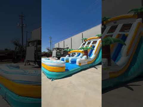 18ft Surf's Up Dual Lane Center Climb Inflatable Water Slide