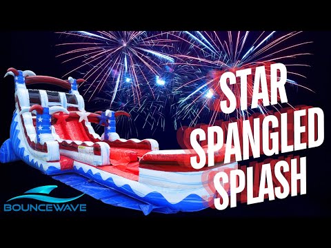 18ft Star Spangled Splash Hybrid Dual Lane Inflatable Water Slide