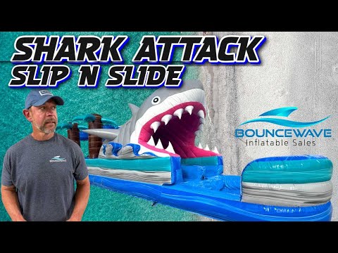 35ft Cayman Shark Attack Dual Lane Inflatable Slip N' Slide