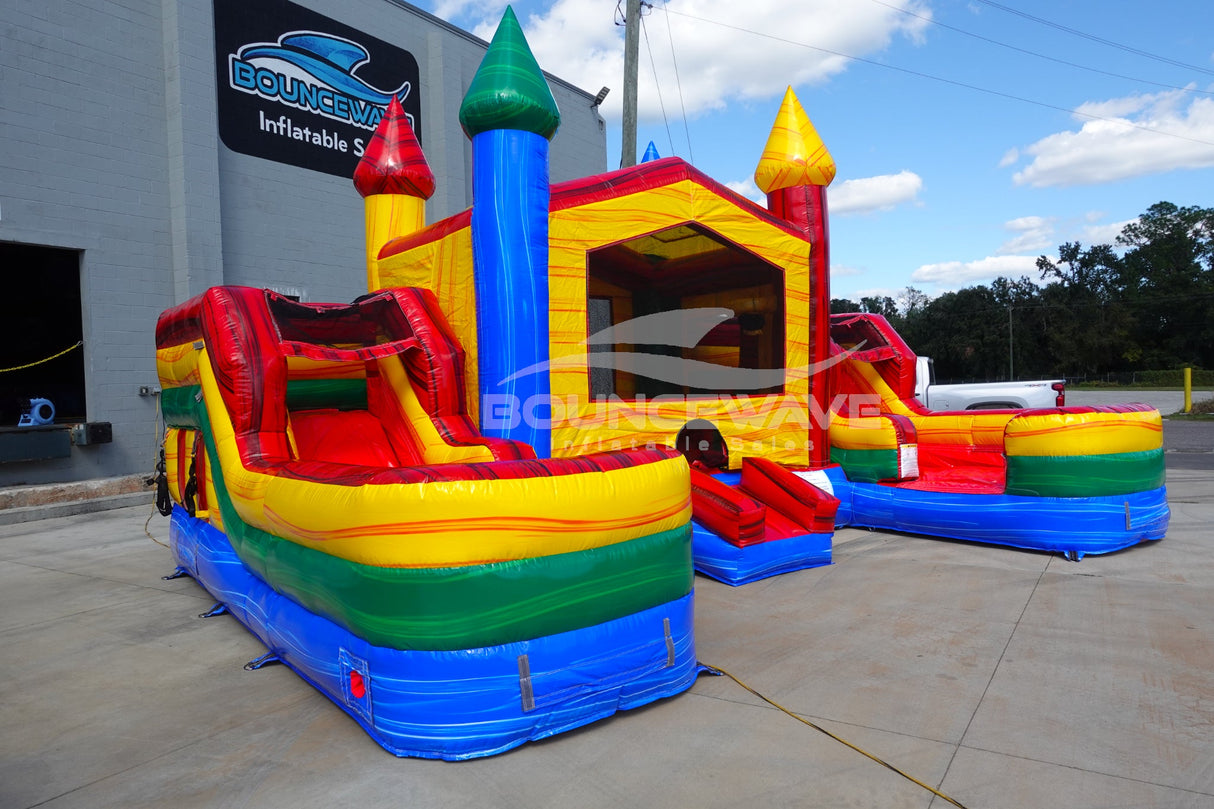 Primary Marble Econo Duo Bounce & Slide Combo (Wet/Dry) - BounceWave Inflatable Sales
