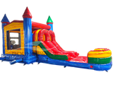 Primary Marble PowerPlay Dual Lane Bounce House with Slide Combo - BounceWave Inflatable Sales
