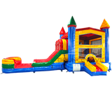 Primary Marble PowerPlay Dual Lane Bounce House with Slide Combo - BounceWave Inflatable Sales