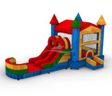Primary Marble PowerPlay Dual Lane Bounce House with Slide Combo - BounceWave Inflatable Sales
