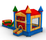 Primary Marble PowerPlay Dual Lane Bounce House with Slide Combo - BounceWave Inflatable Sales