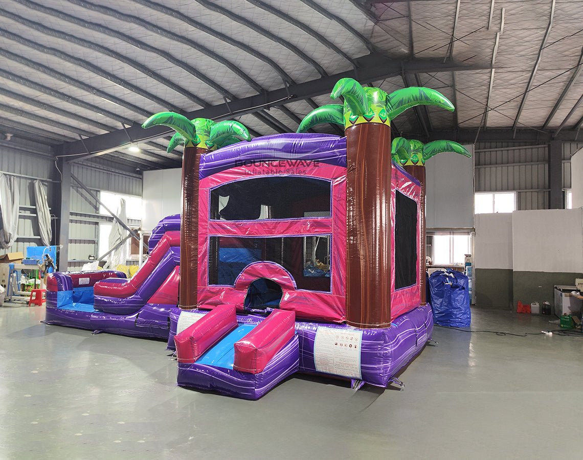Purple Palace Palms Commercial Bounce House Combo with Slide (Wet