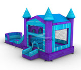 Purple Plunge PowerPlay Dual Lane Bounce House with Slide Combo - BounceWave Inflatable Sales