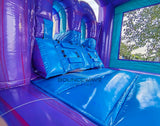 Purple Plunge PowerPlay Dual Lane Bounce House with Slide Combo - BounceWave Inflatable Sales