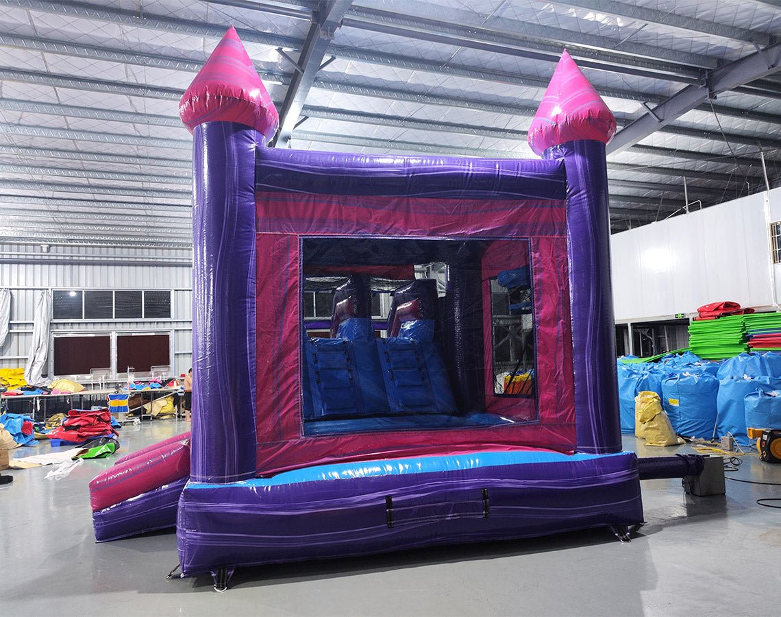 Purple Palace Splash & Save Bounce House with Dual Lane Slide (Wet/Dry