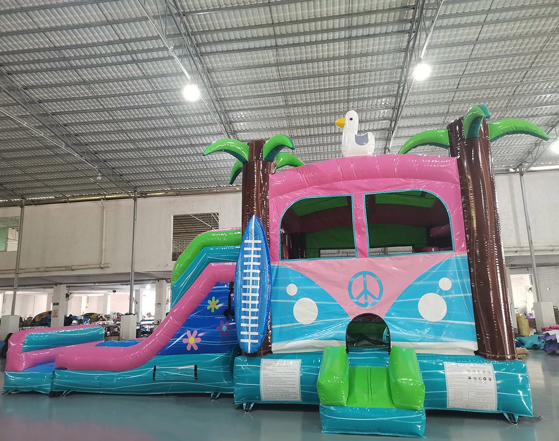 Retro Splash Dual Lane Bounce House with Slide (Wet/Dry)
