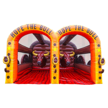 Rope the Bull Dual Lane Inflatable Lasso Toss Game – Commercial Interactive Game - BounceWave Inflatable Sales