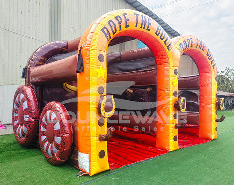 Rope the Bull Dual Lane Inflatable Lasso Toss Game – Commercial Interactive Game - BounceWave Inflatable Sales