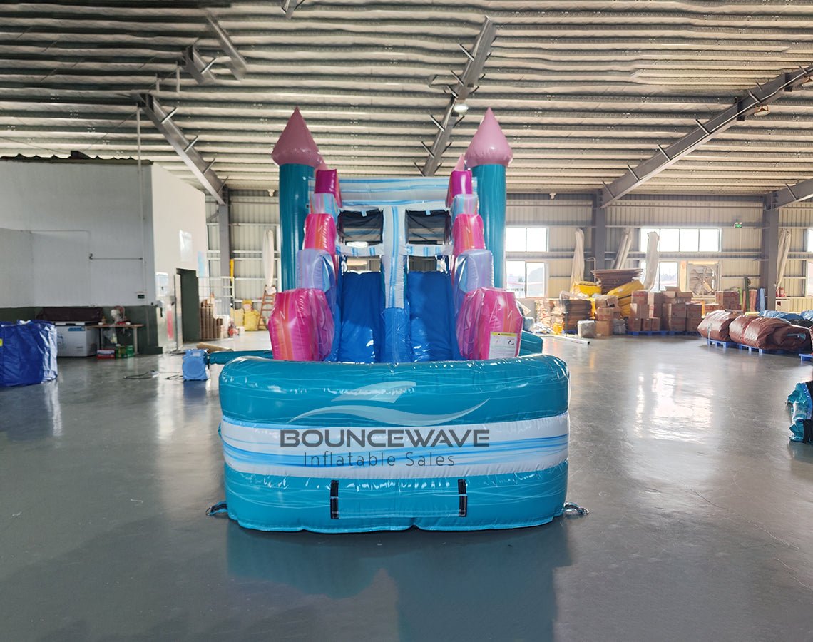 Sapphire Summit Dual Lane Bounce House with Slide Combo (Wet/Dry) - BounceWave Inflatable Sales