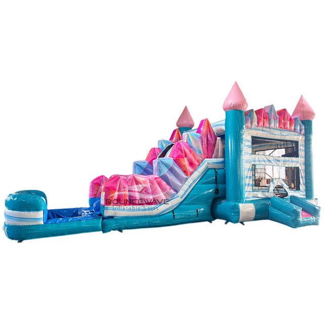 Sapphire Summit Dual Lane Bounce House with Slide Combo (Wet/Dry) - BounceWave Inflatable Sales