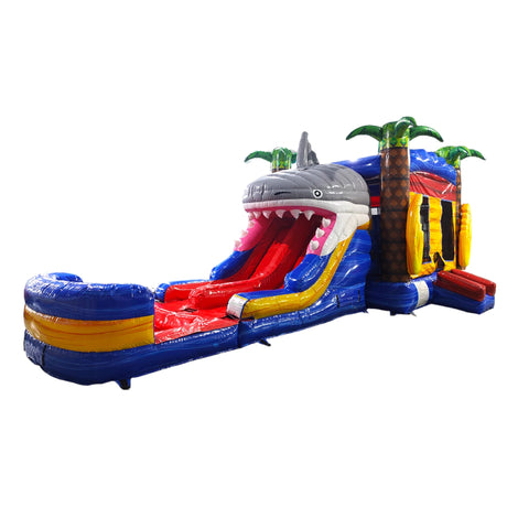 Shark Inflatable Combo Dual Lane Combo (Dual Lane Wet & Dry Bounce House Combos)