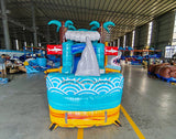 Shark Beach Econo Bounce House with Slide (Wet/Dry) Combo - BounceWave Inflatable Sales