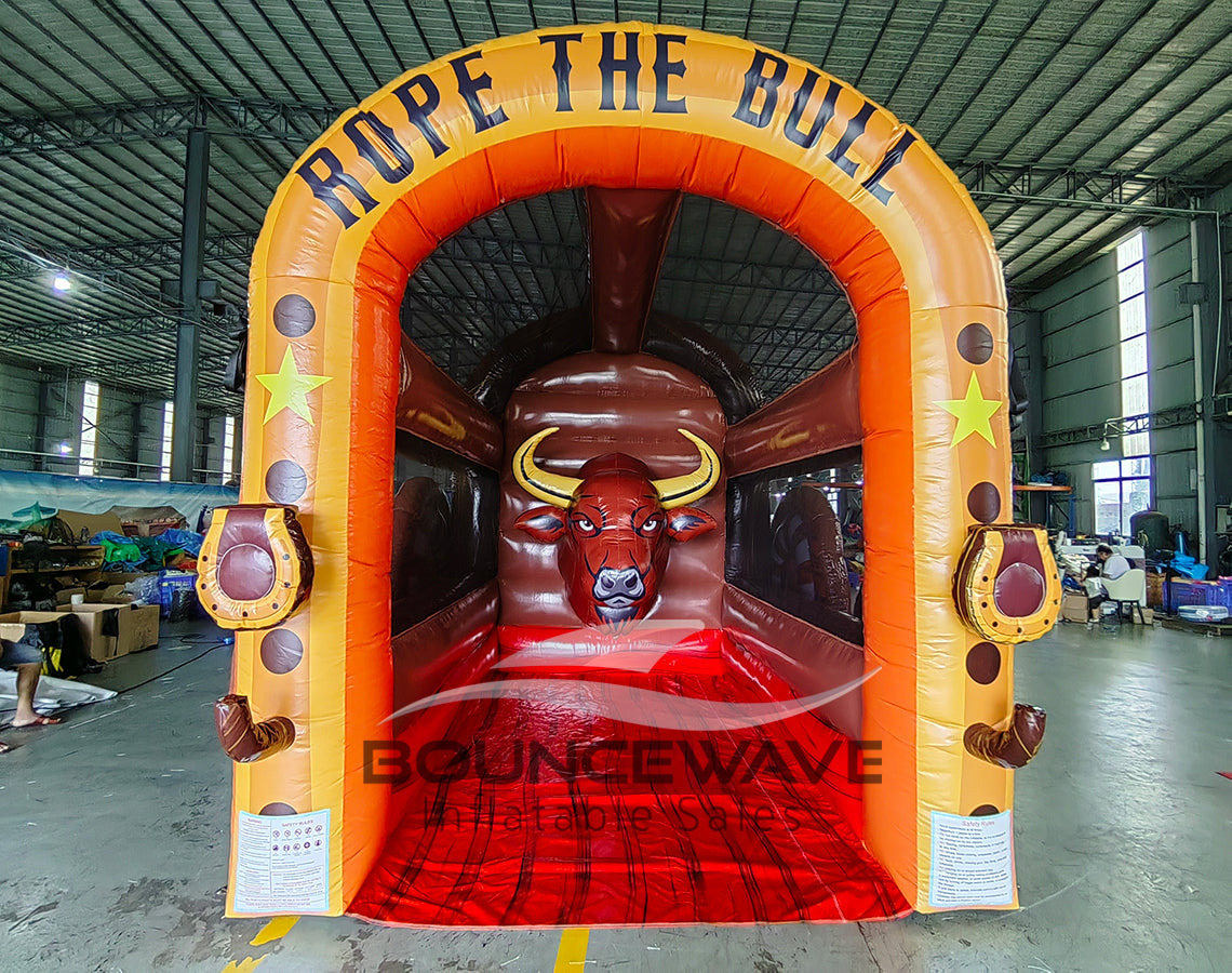 Rope the Bull Single Lane Inflatable Lasso Toss Game – Commercial Interactive Game