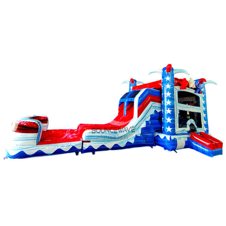 Star Spangled Splash Dual Lane Commercial Inflatable Combo (Wet/Dry) - BounceWave Inflatable Sales