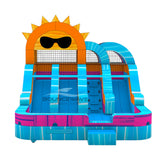 Sun Splash Teal Toddler Splash Park & Water Slide - Inflated Splash Pad - BounceWave Inflatable Sales