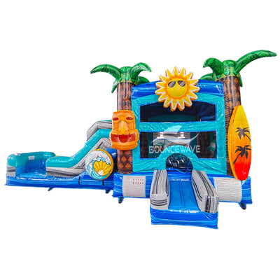 Teal Swappable Commercial Inflatable Combo (Wet/Dry) - BounceWave Inflatable Sales