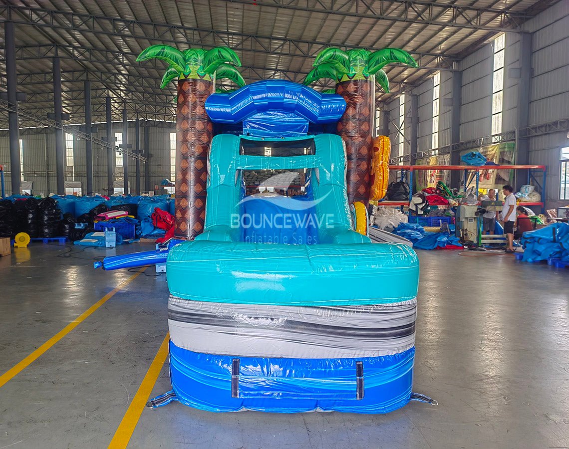 Teal Swappable Commercial Inflatable Combo (Wet/Dry) - BounceWave Inflatable Sales