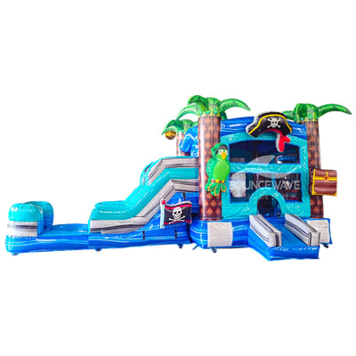 Teal Swappable Commercial Inflatable Combo (Wet/Dry) - BounceWave Inflatable Sales