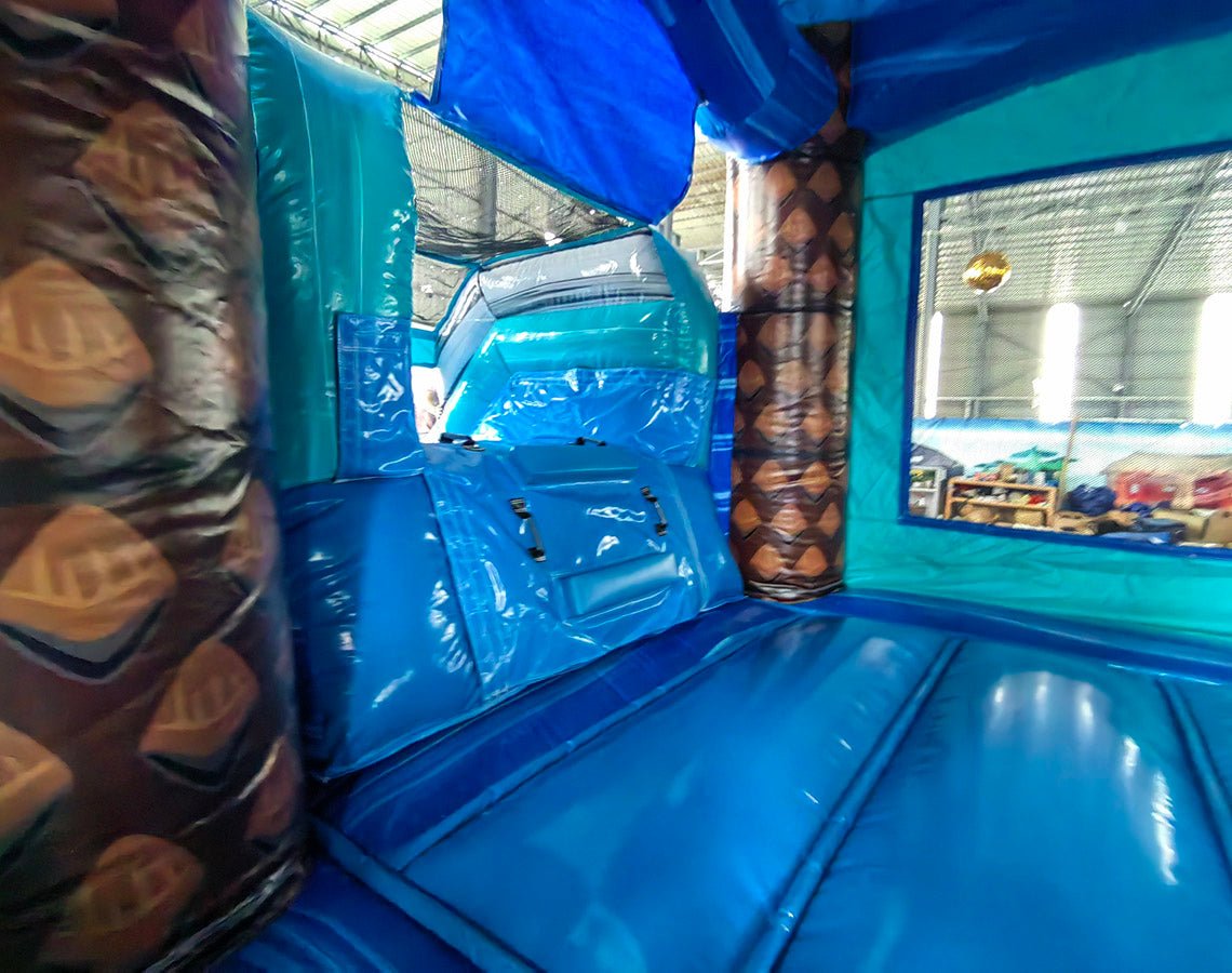 Teal Swappable Commercial Inflatable Combo (Wet/Dry) - BounceWave Inflatable Sales