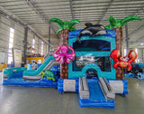 Teal Swappable Commercial Inflatable Combo (Wet/Dry) - BounceWave Inflatable Sales
