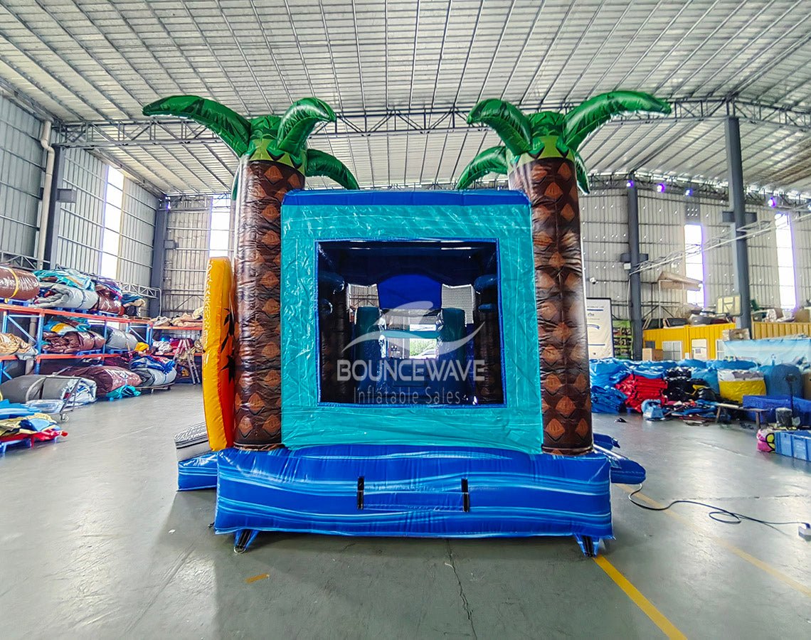 Teal Swappable Commercial Inflatable Combo (Wet/Dry) - BounceWave Inflatable Sales